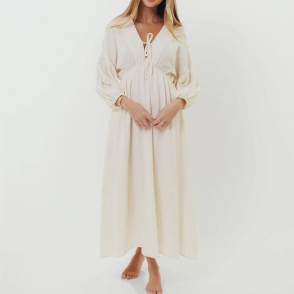 Worth Collective Dresses & Skirts - Hunter 100% Cotton Gauze Midi Dress in Soy - Bump Friendly